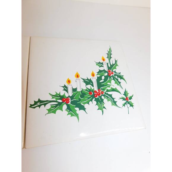 Vintage Jasco Christmas  Ceramic Tile Trivet Set - Picture 4 of 6